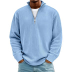 Men's Quarter Zip Ribbed Jumper with Stand Collar
