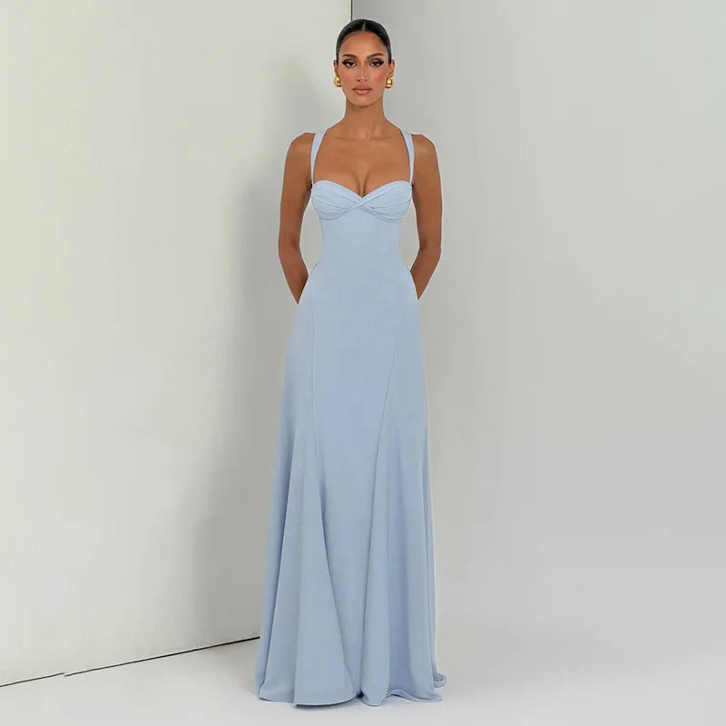 Cross Back Maxi Dress With Sweetheart Neckline