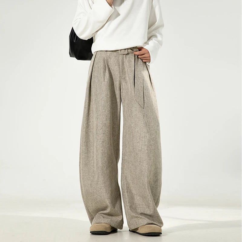 Loose Fit Pleated Wide Leg Pants