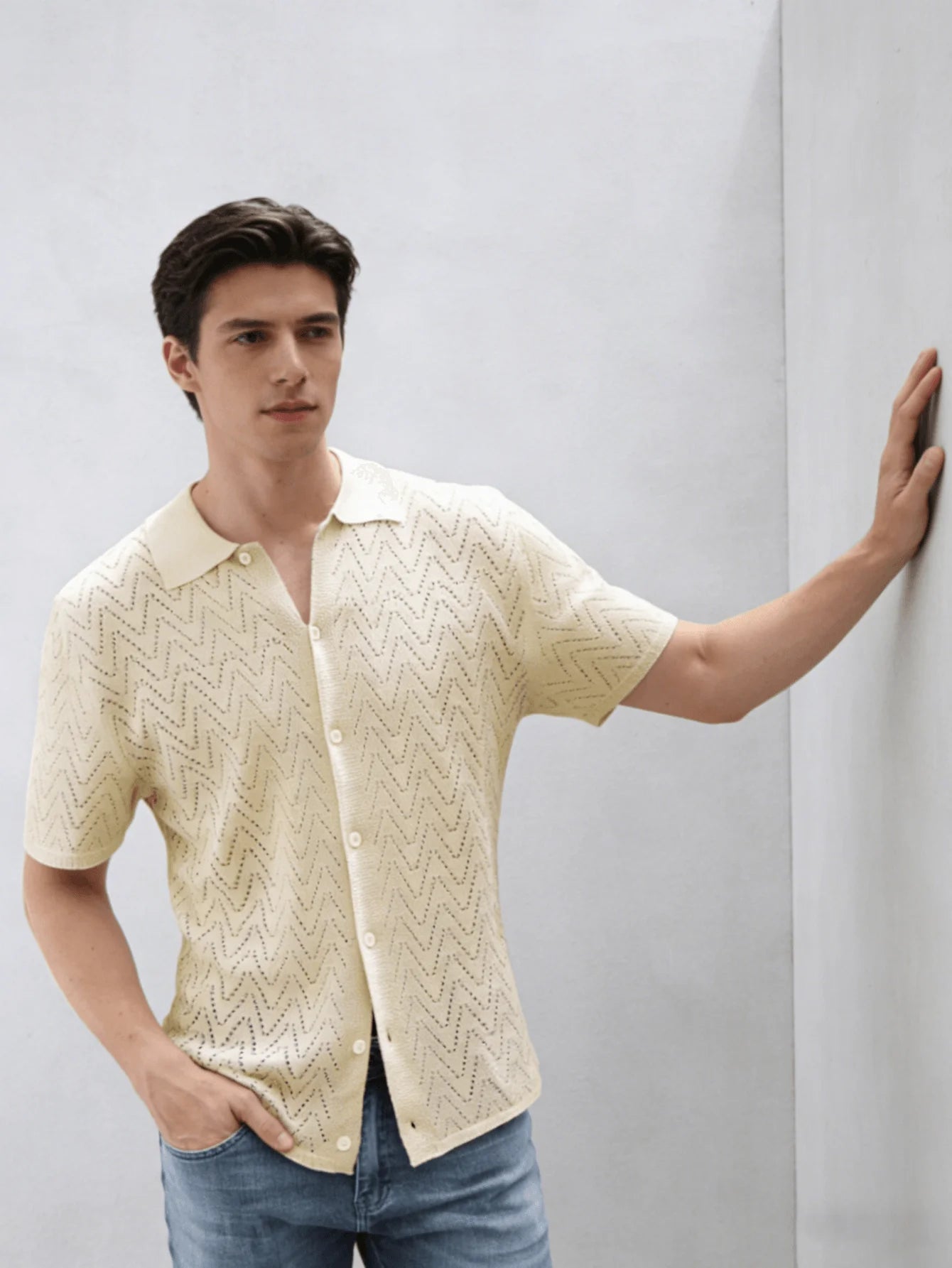 Men's Textured Button Front Shirt