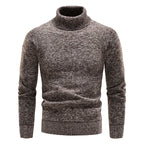 Men's Turtleneck Knit Sweater Ribbed Cuffs And Hem