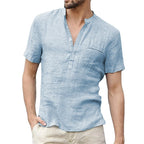 Men's Short Sleeve Henley Pullover Shirt