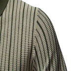 Men's Collared Striped Polo Shirt with Ribbed Cuffs and Hem