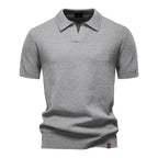 Men's Short Sleeve Collared Polo Shirt with Textured Pattern