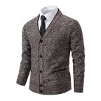 Men's Knitted Cardigan with Button Front Shawl Collar