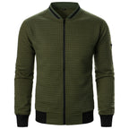 Men's Full-Zip Knitted Jacket – Stand Collar Long Sleeve Sweater with Zipped Pockets