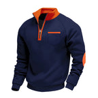 Men's Quarter-Zip Pullover Sweatshirt – Long Sleeve Stand Collar Chest Pocket Top