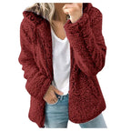 Women's Teddy Fleece Jacket – Fluffy Long Sleeve Open Front Winter Coat
