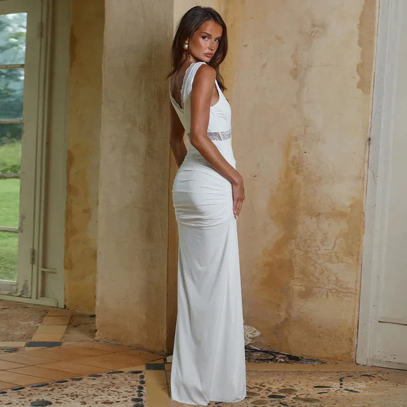 Sleeveless Cutout Maxi Dress With Draped Neck