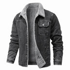 Men's Sherpa Lined Denim Jacket – Long Sleeve Button Front Trucker Coat