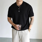 Men's Collarless Button Neck Shirt