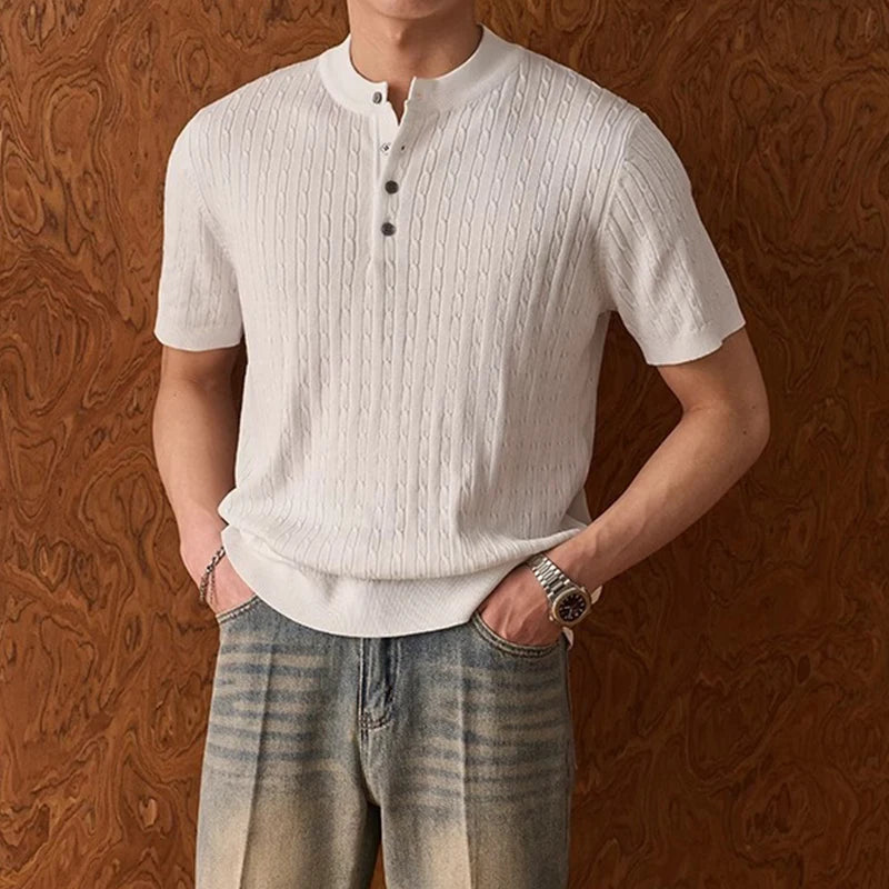 Men’s Textured Short Sleeve Henley Top