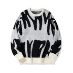 Men's Abstract Pattern Knit Jumper with Crew Neck