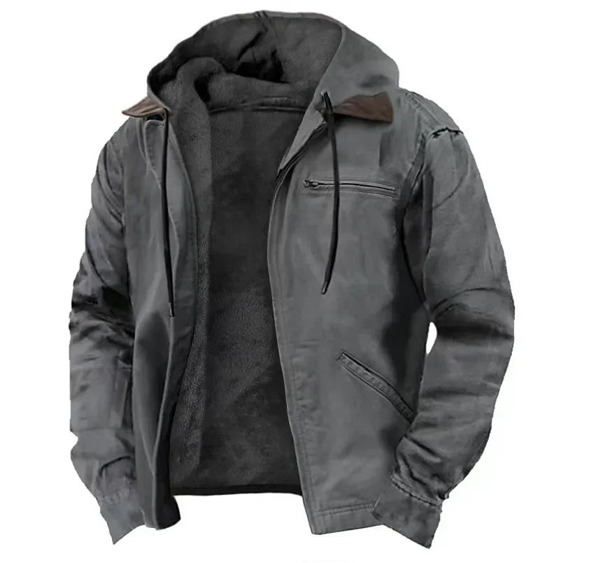 Men's Hooded Jacket – Full Zip Front, Long Sleeves and Two Front Pockets