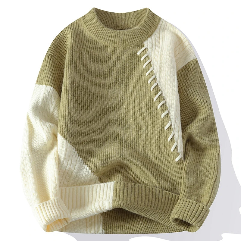 Men's Colour Block Knit Jumper with Textured Detail