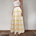 Women's Stripe Pattern High Rise Maxi Skirt