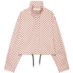 Women's Polka Dot Jacket – Cropped Hooded Zip Front Coat with Long Sleeves and Pockets