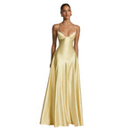 Satin Slip Maxi Dress With Spaghetti Straps