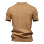 Men's Collared Short Sleeve Polo Shirt with Quarter Zip Closure