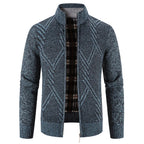 Men's Zip Up Sweater Stand Collar Patterned Knit Jacket