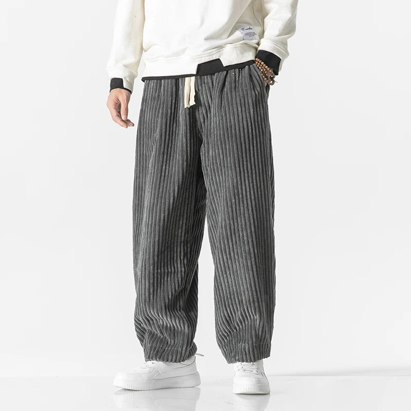 Men's Stripe Pants With Drawstring Waist