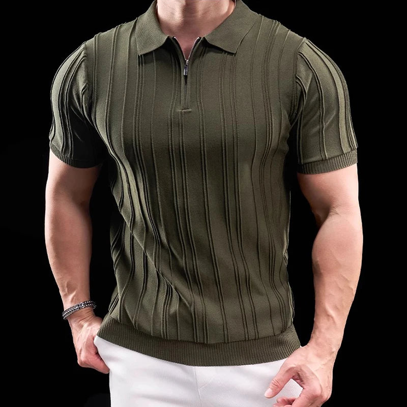 Zip Neck Short Sleeve Polo Shirt