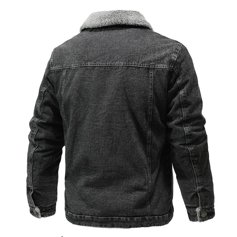 Men's Sherpa Lined Denim Jacket – Long Sleeve Button Front Trucker Coat