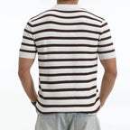 Button Placket Striped T Shirt Men