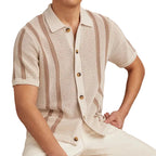 Collared Button Front Stripe Shirt Men