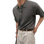 Men's Textured Three Button Polo Shirt