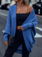 Women's Chunky Knit Cardigan – Longline Open Front Waterfall Jumper with Long Sleeves