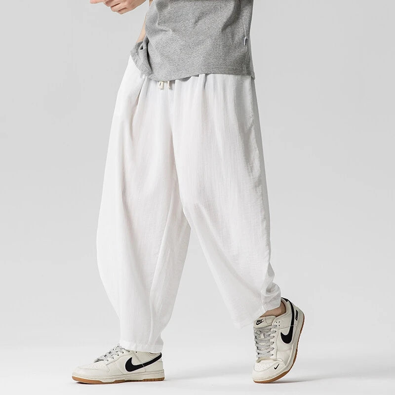 Men's Corduroy Relaxed Harem Pants With Pockets