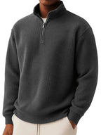 Men's Quarter Zip Ribbed Jumper with Collar