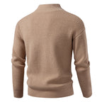 Men's Quarter Zip Knit Jumper with Ribbed Hem