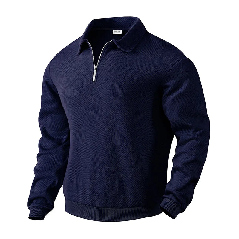 Men's Quarter Zip Polo Collar Knit Jumper