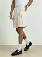 Men's Wide Leg Pleated Bermuda Shorts