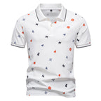 Men's Button Polo Shirt with Small Printed Pattern