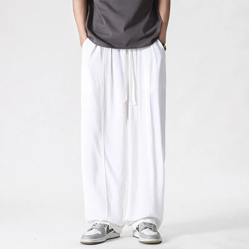 Men's Wide Leg Pull On Drawstring Full Length Pants