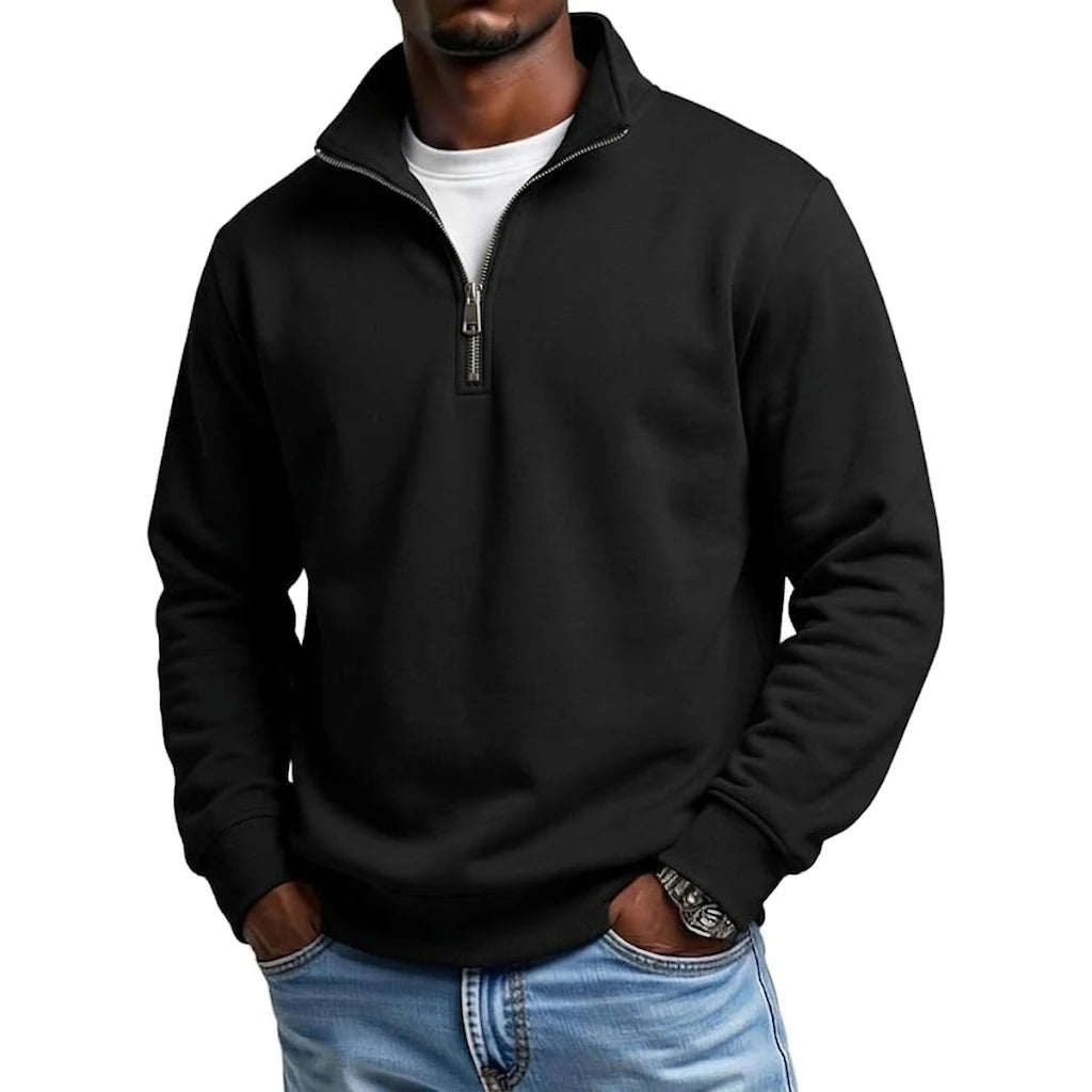 Men's Quarter Zip Stand Collar Knit Jumper