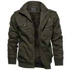 Men's Utility Field Jacket – Long Sleeve Coat with High Collar and Multiple Pockets