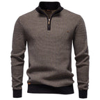 Men's Knitted Quarter Zip Jumper – Long Sleeve High Neck Sweater