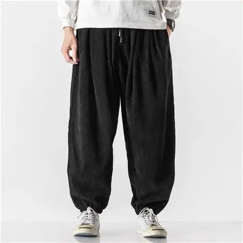 Men's Harem corduroy Jogger Pants With Elastic Waist