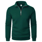 Men's Quarter Zip Jumper with Stand Collar Ribbed Cuffs