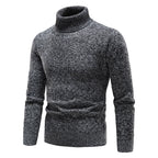 Men's Turtleneck Knit Sweater Ribbed Cuffs And Hem
