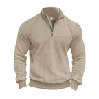 Men's Quarter-Zip Knitted Sweater – Long Sleeve Stand Collar Pullover Jumper