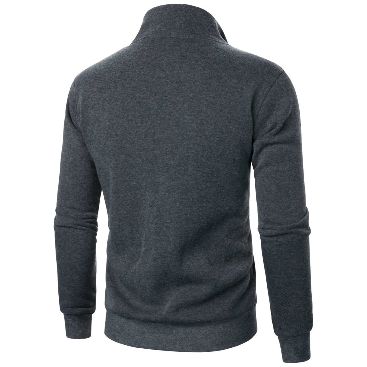 Men's Full Zip Jumper – Long Sleeve Stand Collar Sweater with Ribbed Cuffs