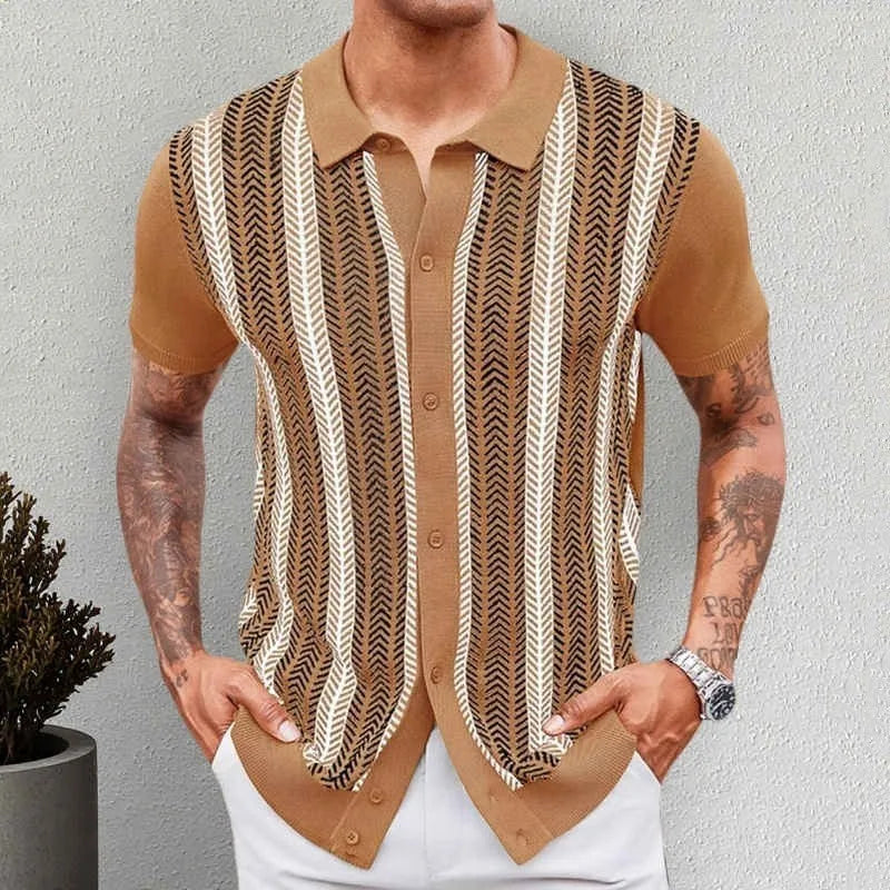 Classic Stripe Polo Shirt Men