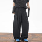 Wide Leg Pleated Pull On Trousers