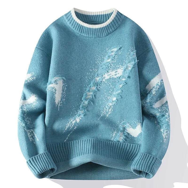 Men's Camouflage Knit Jumper with Crew Neck Pattern