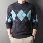 Men's Diamond Pattern Crew Neck Knit Jumper